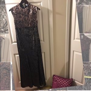 NEW full length sleeveless sequin work black gown